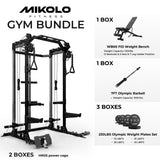 Mikolo Power Cage, 2000LB Power Rack with Independent Dual Pulley System, Multi-Function Home Gym Workout Machine for Cable Crossover (Black 001)