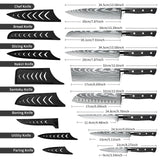 MDHAND Chef Knife Set with Roll Bag, 9PCS Professional Knife Set with Sharpener, High Carbon Stainless Steel Japanese Kitchen Knife Set - Forged Triple Rivet Handle, Dishwasher Safe, Chef Gifts, Black