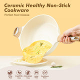 SENSARTE Ceramic Nonstick Frying Pan Skillet with Lid, 12 Inch Large Deep Frying Pan, 5 Qt Saute Pan, Induction Pan, Healthy Non Toxic Cooking Pan with Helper Handle, PFOA PFAS PTFE Free