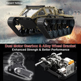 WPLDEWAN RC Tank Car 1/16 Scale Remote Control Tank Off Road RC Crawler 4WD RTR 360°Rotating Drifting Dual Motor Gearbox Proportional Control Tracked Military Truck Hobby Toy for Adult