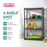 Sterilite 4-Pack 4 Shelf Unit, Heavy-Duty Shelving Storage and Utility Rack - Standing Plastic Organizer Shelves for Kitchen, Bathroom, and Garage