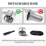 Electric Salt and Pepper Grinder Mill Set, 90ml Rechargeable Automatic Salt and Pepper Shakers with Dusty Tray, LED Lights, 5 Adjustable Coarseness for Kitchen, Outdoor Birthday Gifts for Women Mom