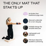 Stakt Foldable Yoga Mat Pro, 2 in 1 with Premium Textured Grip, Non Slip, Folding Exercise and Fitness Mat for Pilates, Strength Training, and High Impact Workouts - Dune