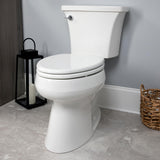 Mayfair Linden Slow Close Toilet Seat, Non Slip Heavy Duty Wood, Easy Install, Made in USA, Elongated, White, 4 Pack