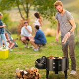 RYHOFOUD T001-2 19-inch BBQ Charcoal Smoker, Heavy Duty Round Smoking-Vertical Multi-Layer Pellet Smoker, Black