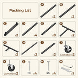 HYSEYY Double Rods Clothes Rack, Rolling Clothing Rack for Hanging Clothes Portable Wardrobe Rack, Metal Garment Rack Sturdy Coat Rack for Bedroom Laundry Living Room, Black