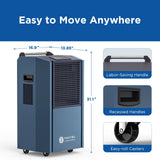 Moiswell 190 Pints Commercial Dehumidifier with Pump for Basements, Industrial Heavy Duty Commercial-grade Portable Dehumidifiers for Large Spaces Warehouse Grow Room, Water Damage Restoration