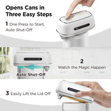 Kitchen Mama Orbit One Rechargeable Electric Can Opener: Hands-free, USB-C Charging, Automatic Stop, Smooth Edge, Safety, Blade for Large Cans, Heavy Duty, Soda and Pop Can, with Storage Box (White)