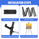 Easel Stand for Sign Folding,63" Portable Metal Easel Stand for Wedding Sign Stand (Black,2 Pack) Rdiorry