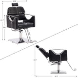 BarberPub Classic Recliner Leathern Barber Chair Heavy Duty Hair Spa Salon Styling Beauty Equipment 3126 (Black)