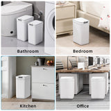 MOPALL 2 Pack Bathroom Trash Can with Lid, 3.6Gal + 2.4Gal Garbage Can with Pop-Up Lid, Small Trash Can Dog Proof, Slim Trash Bin Waste Basket for Toilet, Office, Bedroom, Living Room