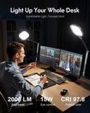 LitONES Remote LED Desk Lamp with Clamp, 2000LM, 30 Modes, Metal Arm