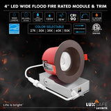 LUXRITE 12-Pack 4 Inch LED Recessed Lights with J-Box, 5CCT 2700K-5000K, 2 Hour Fire Rating, 15 Watts, 1000 Lumens, 60° Spotlight, Dimmable, IC Rated, Wet Rated, ETL - Bronze Trim