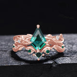 Oseew Created Emerald engagement ring set (Created Emerald) Kite