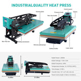 Semi-auto Heat Press Machine with Positioning, 2kw, Slide-Out, Heat Transfer Press DTF