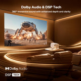 Aurzen BOOM mini Google TV Movie Projector with WiFi and Bluetooth, Voice Control, Family Mode, 20W Dolby Audio, Real-Time Focus, 4K Supported Smart Portable Home Theater Projector Outdoor, Off-white
