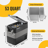BougeRV 12V Portable Refrigerator 53 Quart Car Freezer Fridge Electric Cooler12V/24V DC 110~240Volt AC for Camping (Included: 53Qt Insulated Cover)