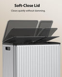 Dual Trash and Recycling Bins for Kitchen, 13+6 Gal Dual Trash Can, Silver
