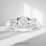 Dazzlingrock Collection 1.00 Ctw Round Lab Grown White Diamond Three Stone Engagement Ring for Women in 925 Sterling Silver, Size 8