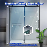 60-60.8" W x 76" H Double Sliding Shower Door, 1/4"(6mm) Tempered Glass with Explosion-Proof Film and Nano Coating, Matte Black Semi-Frameless Shower Door, Stainless Steel Hardware