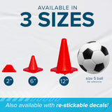 LVL10 Pro Training Cones - 6" Soccer Training Cones for Sports - for Basketball, Football, Basketball and Agility Drills - Soccer Field Markers that Won't Crack, Slide or Fly