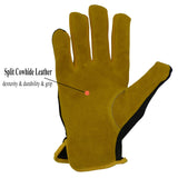 HANDLANDY Men Leather Gardening Gloves, Utility Work Gloves for Mechanics, Construction, Driver, Dexterity Breathable Design (Large, 3 Pairs Yellow)