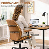 Office Chair with Quiet Rubber Wheels and Lumbar Support, Mid-Back Ergonomic Desk Chair with Removable Armrests