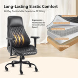 YFO Home Office Desk Chair High Back Office Rubber Chair Casters Ergonomic Computer Chair with Lumbar Support Adjustable Height Rolling Swivel Chair Executive Task Armrests, Black PU