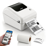 Bluetooth Thermal Shipping Label Printer with Built-in Label Bin, Wireless 4x6 Label Printer for iPhone, Android, Windows & Mac, Includes 50 Labels, Works with USPS, UPS, Amazon, Etsy, Shopify, White