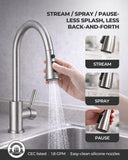 WEWE Kitchen Faucets with Pull Down Sprayer, Leak-Proof Stainless Steel Lead-Free Single Handle 1 Hole for Family Kitchen Commercial Camper Laundry Rv Bar, Brushed Nickel Bar Sink Faucet