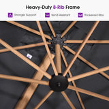 PURPLE LEAF Patio Umbrella 9' x 12' 360° Rotation, Wood Grain, Grey