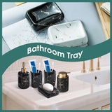 Black and Gold Bathroom Accessories Set, Marble Bathroom Accessories 5 Pieces Ceramic Modern Bathroom Accessories Set with Bathroom Soap and Toothbrush Holder Set, Soap Dispenser, Mouthwash Cups