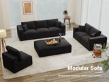 Modular Sectional Sofa Bed with Chaise, 115" Memory Foam Cloud Couch, Black