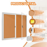 Enclosed Bulletin Board with Locking Door, Outdoor Bulletin Board Weatherproof, Lockable Display Case for Home, Office, and Community Use(31.5" L x 43.3" W Cork)
