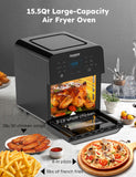 Nuwave Brio Air Fryer Oven, 15.5Qt X-Large Family Size, SS Rotisserie Basket &-Skewer Kit