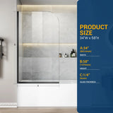 Bathtub Shower Glass Panel, 34" W X 58" H Tub Shower Door Fixed Glass Doors in Matte Black with 1/4"(6mm) Clear Tempered Door, Simple Shower Door Panel Easy to Install for Bathroom