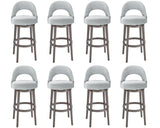Mapleyard 30 Inch Swivel Upholstered Velvet Bar Stools Set of 8, Sage Grey