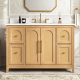 DELUXE LIVING 48 Inch Bathroom Vanity with Sink, Fully Assembled, Light Oak