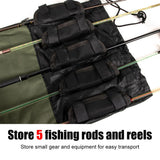 MiOYOOW Fishing Rod Bag, Waterproof Tackle Storage Bags Adjustable Fishing Accessories Carrier Organiser for Rods Reels Baits Outdoor