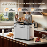 KEEPEEZ Bread Maker, 17-in-1 2LB Stainless Steel with Bread Machine, Non-Stick Pan, Smart Touch, Auto Nut Dispenser, 15H Timer&Keep-Warm, 3 Sizes 3 Colors, 66 Recipes, Gluten-Free, Sourdough