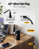 20Ft Tower Power Strip, Long Extension Cord, Flat Plug, 1700J, 12 AC 5 USB
