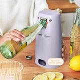 Electric Can Opener, Auto-Turn, Knife Sharpener, Bottle Opener, Easy-Clean, Corded, One-Touch, Stainless Steel Blade (Lavender)