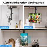 MOUNTUP Folding Under Cabinet TV Mount, VESA 75x75mm & 100x100mm Flip Down & Swivel TV Bracket for Most 13-32" LCD Screens up to 22 Lbs, Height Adjustable Space Saving Under Counter Mount for RV