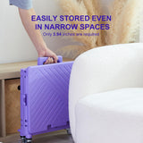 Foldable Utility Cart Folding Portable Rolling Crate Handcart with Durable Heavy Duty Plastic Telescoping Handle Collapsible 4 Rotate Wheels (Purple)
