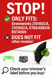7 Pcs Dual Line String Trimmers Spools Compatible with Greenworks Model 2101602, 2101602A, STBA40B210, BST4000, 0.065" Line Replacement Spool (2900719) and Spool Cap Cover(6 Spools + 1 Cap)