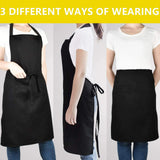 Will Well Chef Apron for Men and Women - 33" x 27" Large with 38" Waist Ties for a Comfy and Snug Fit, Durable and Lightweight, with 2 Spacious Pockets for Your Cooking Essentials - 6-Pack, Black