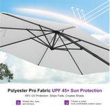 PURPLE LEAF Cantilever Umbrella 10 Feet Round Smooth 360° Rotation White