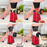 LHS Manual Meat Grinder with Stainless Steel Blades Heavy Duty Powerful Suction Base for Home Use Fast and Effortless for All Meats-Red