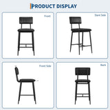 IDEALHOUSE Bar Stools Set of 8 w/Back & Footrest, Counter Height Bar Stools Set of 8 with Thick Cushion & Thickened Metal Legs, Upholstered Counter Height Bar Stools for Island, Counter Bar, Black