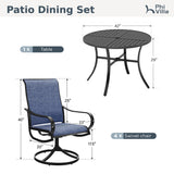 5 Piece Patio Dining Set with 4 Outdoor Swivel Dining Chairs & 1 Large Round Dining Table
